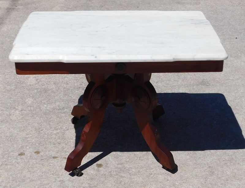 Walnut Victorian Marble Top Coffee Table gallery