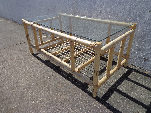 Rattan Coffee Table Cocktail Bohemian Boho Chic Accent Stand Chippendale Chinese gallery
