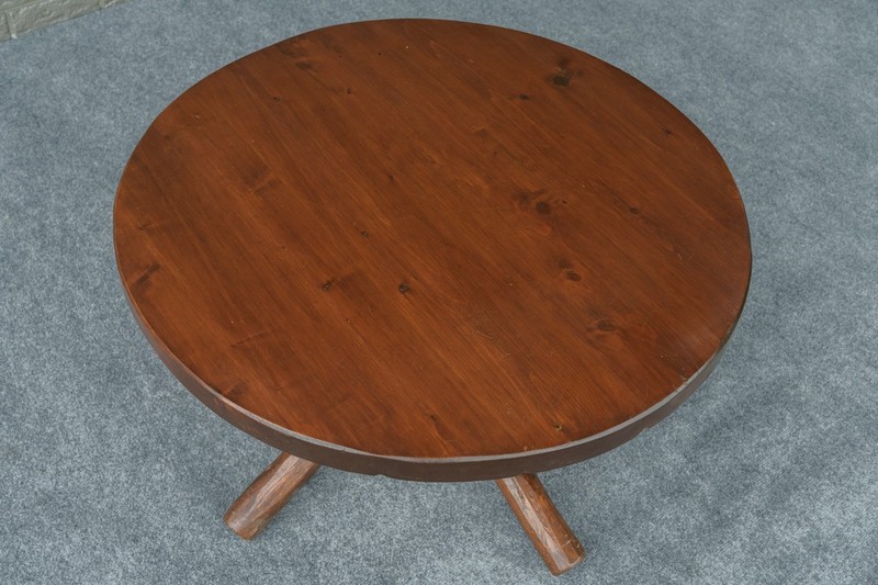 Vintage Adirondack Style Log Cabin Round Pine Coffee Table - 31”  gallery