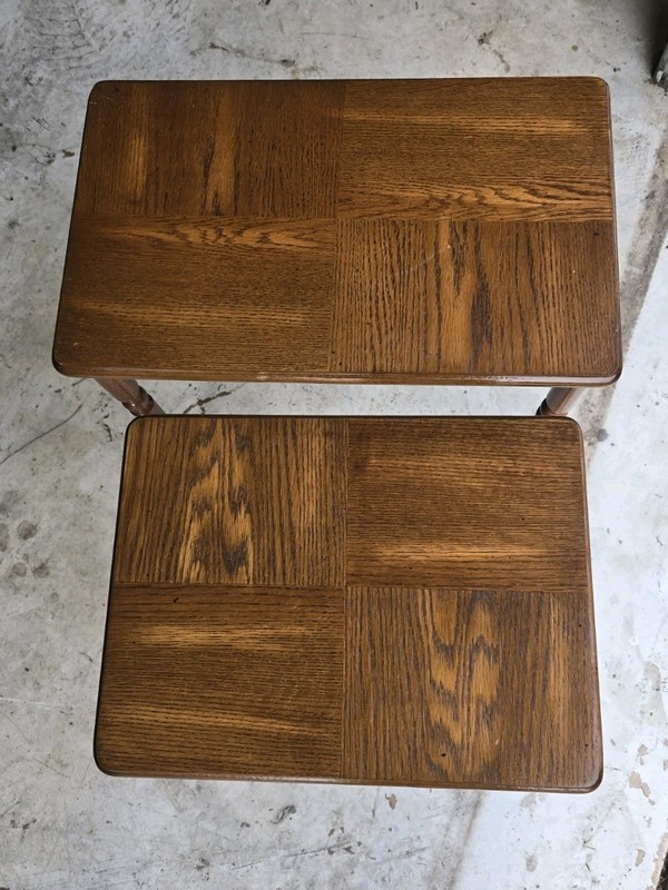 Solid Wood Parquet Top Oak Nesting Tables Antique gallery