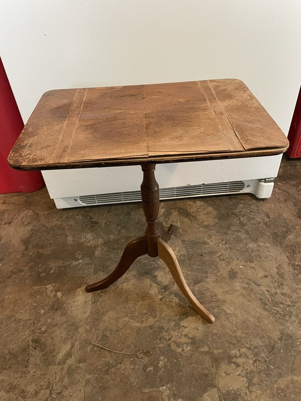 Antique Wood Tilt Top Side Table Square