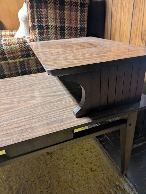 Lane Mid Century Walnut Formica Top 2 Tiered End Table-Side Table~ 2 Available gallery