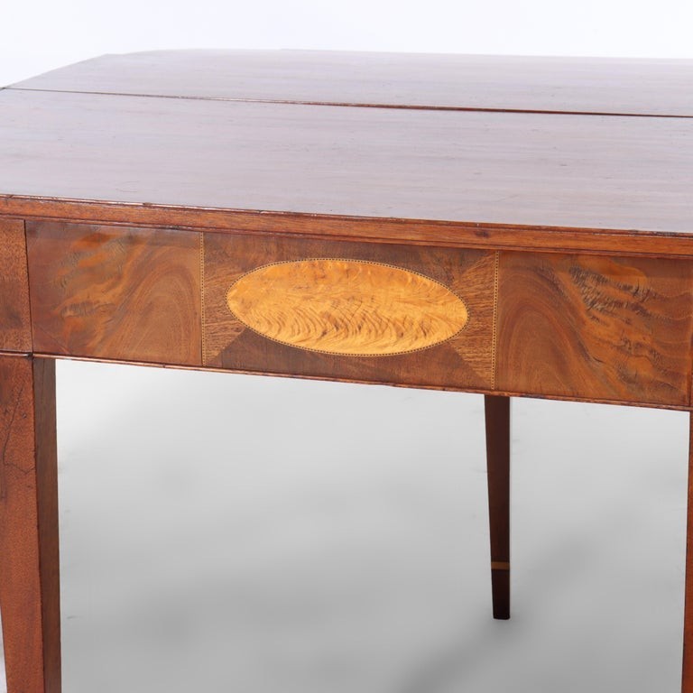 Antique Hepplewhite Mahogany Card Table With Inlaid Satinwood Rondelle c1820 gallery