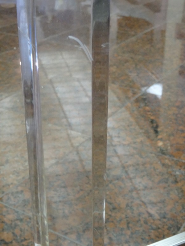 VINTAGE 70's MODERNIST CHARLES HOLLIS JONES CHROME LUCITE GLASS TOP COFFEE TABLE gallery
