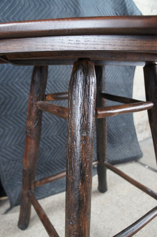 Rustic Old Hickory Style Octagonal Oak Adirondack Log Side Table Pedestal Stand gallery