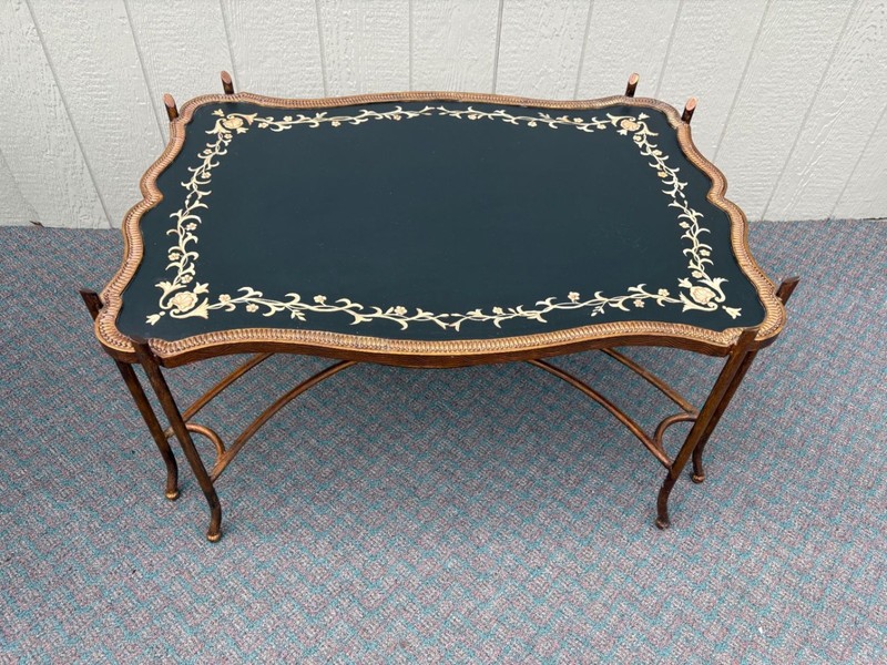 67617 Vintage French Style Coffee Table with Painted Floral Design gallery
