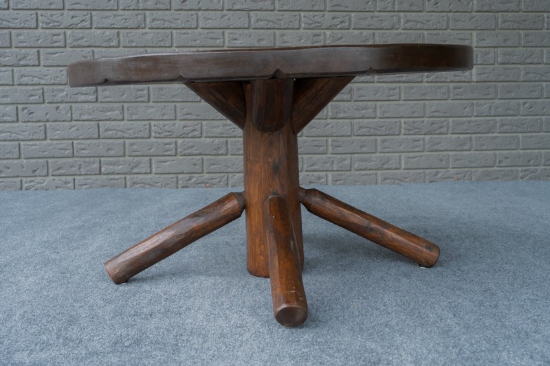 Vintage Adirondack Style Log Cabin Round Pine Coffee Table - 31”  gallery