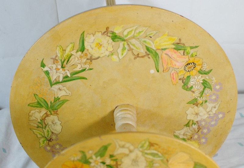 Antique Two-Tier Hand Painted Pedestal Claw Foot Shabby Chic Occasional Table gallery