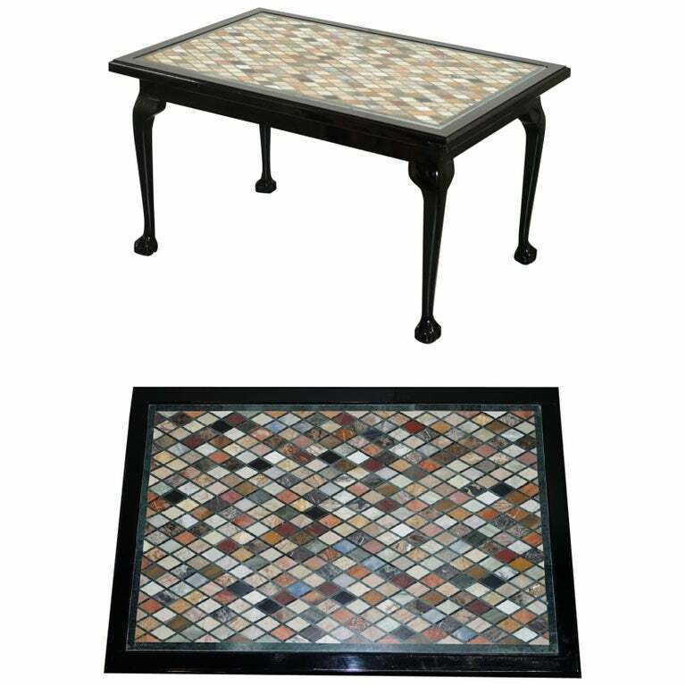 LOVELY VINTAGE SPECIMEN ITALIAN MARBLE DINING OR CENTRE TABLE CLAW & BALL LEGS