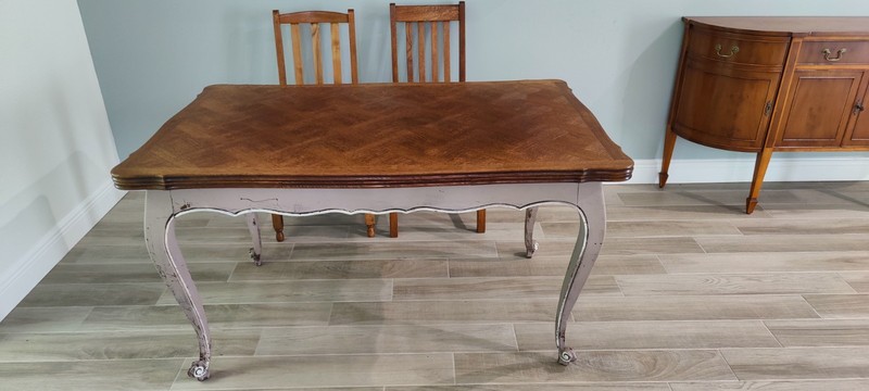 Superb Vintage French Extending Dining Table Louis XV revival, Painted
