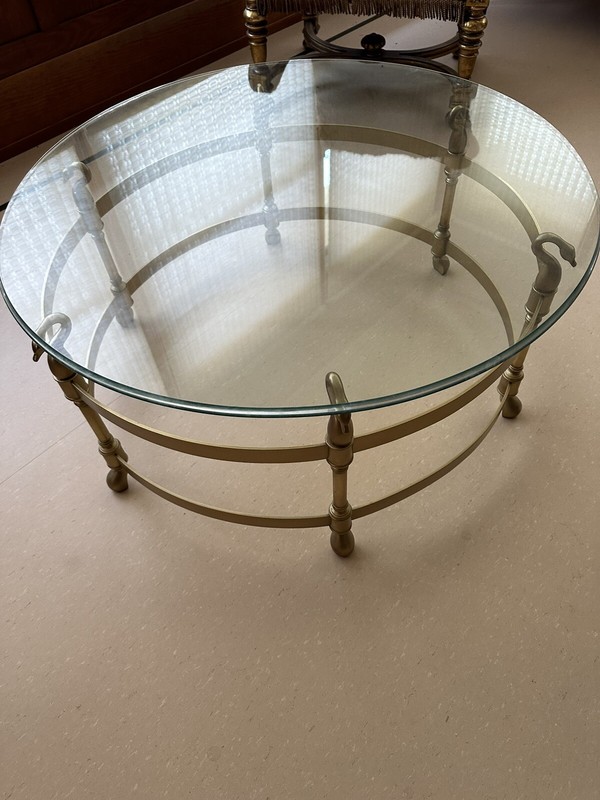JANSEN Style Swan Coffee Table 31" x 14.5" with GLASS TOP, Hollywood Regency gallery