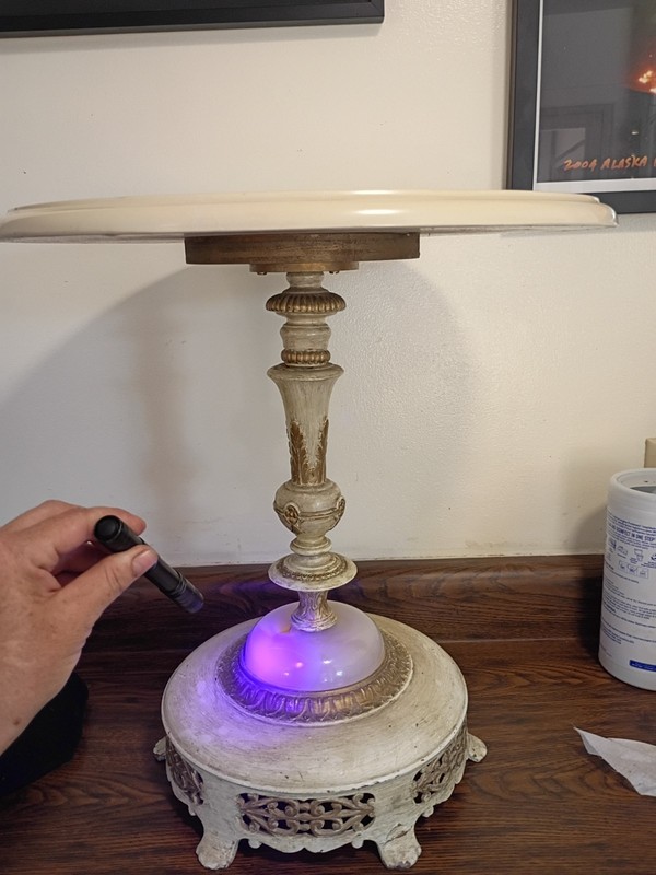 Vintage Hollywood Regency Side Table w Akro Agate Section gallery