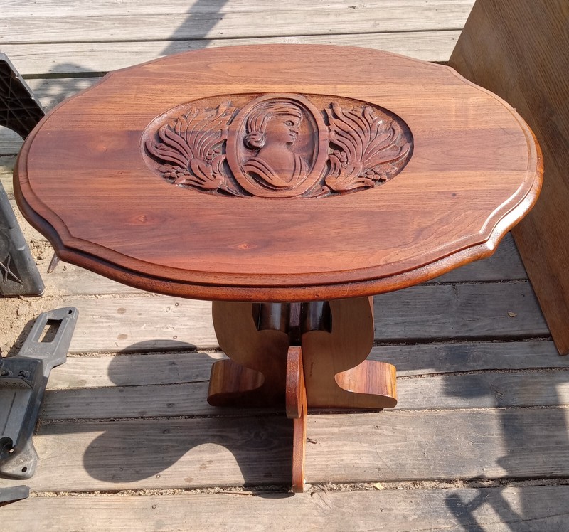 Walnut Carved Empire Side Table / End Table (ET183) gallery