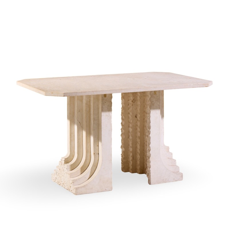 Carlo Scarpa Style Mid Century Italian Travertine Table
