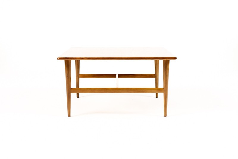 Danish Modern / Mid Century Square Walnut Coffee Table — Cross Stretcher Base gallery