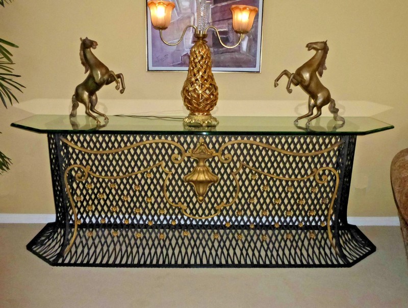 Vintage Designer Custom Hand Made Iron Entry Console Table Spanish Style