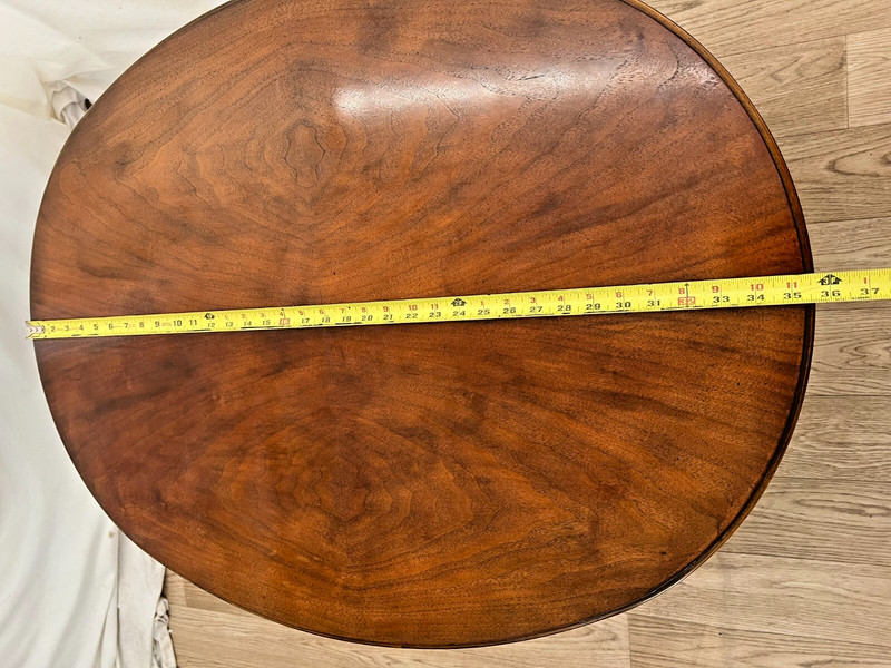 Vintage Baker Furniture Oval Coffee Table Thick Burlwood Walnut Top Chippendale gallery