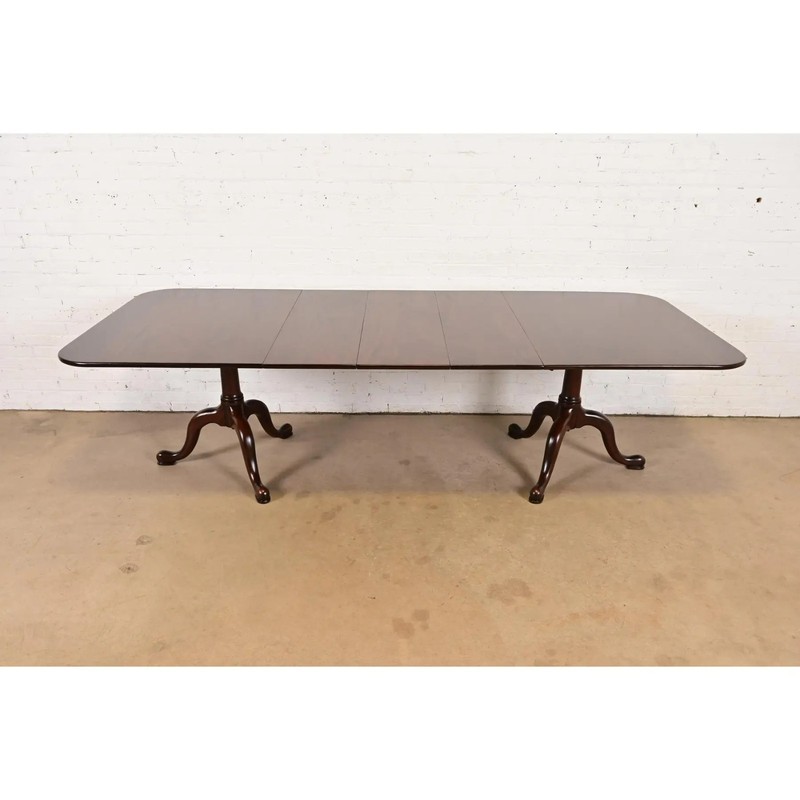 Henkel Harris Georgian Solid Mahogany Double Pedestal Extension Dining Table gallery