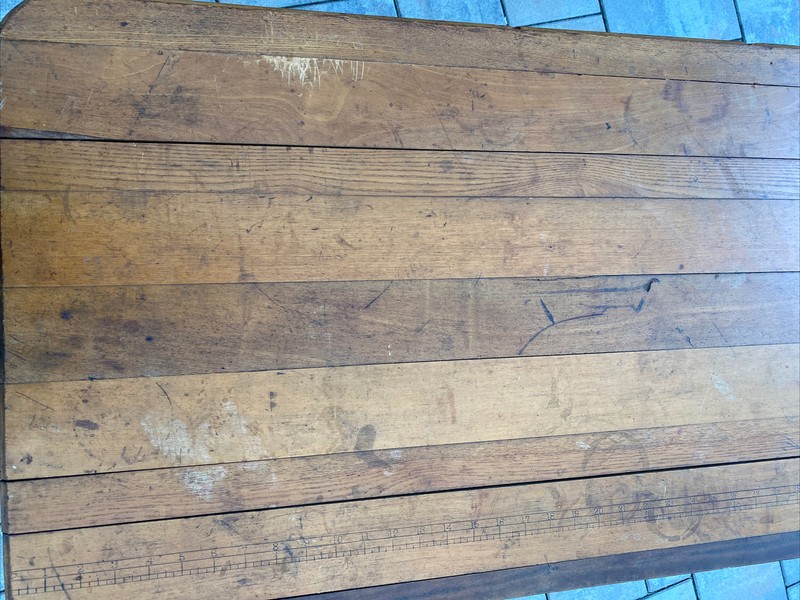 ANTIQUE "SIMPLICITY" FOLDING SEWING MEASURING TABLE 42"x21.5” Vintage Decor gallery
