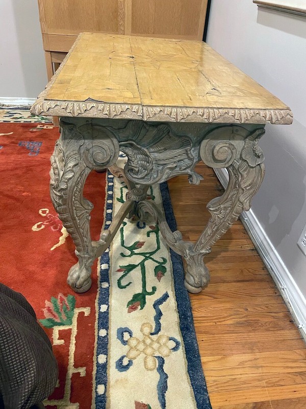 Elegant Antique console table bleached Walnut vintage, Nineteenth C. Regency gallery