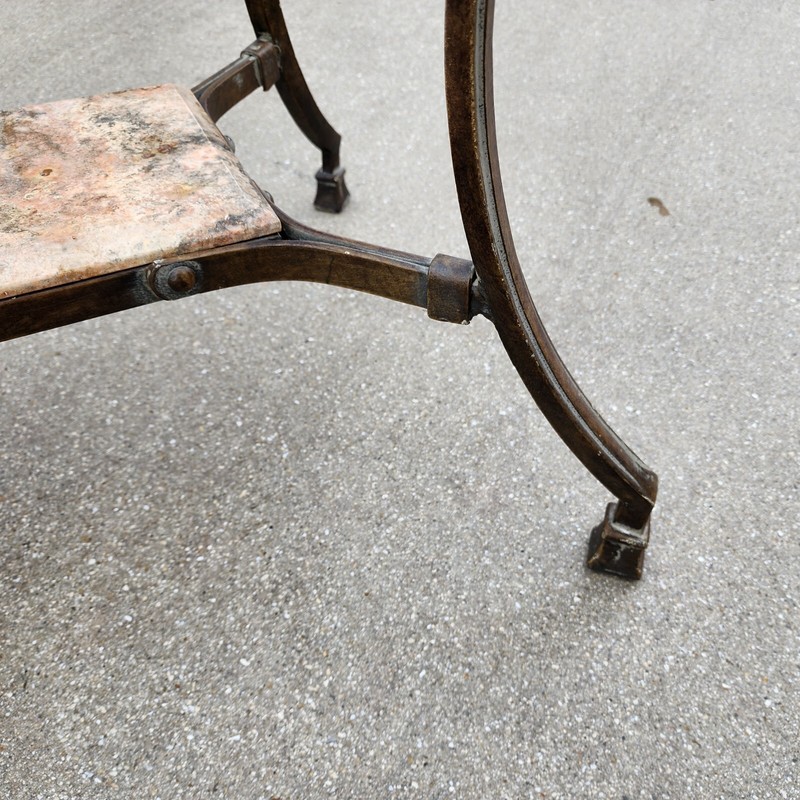 SHERRILL Patinated Console Table Metal Glass Marble 1970s gallery