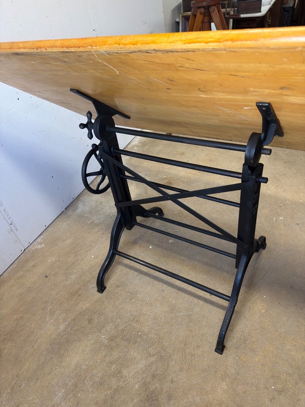 Antique cast iron drafting table architect dining industrial Dietzgen 1900 draw gallery