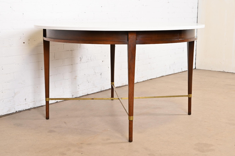 Paul McCobb Irwin Collection Mahogany and Brass Round Dining Table or Game Table gallery