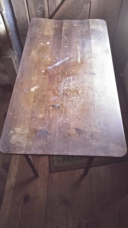 Antique Wood Sewing 18″ x 36″ FOLDING Table Portable WITH 36″ RULER