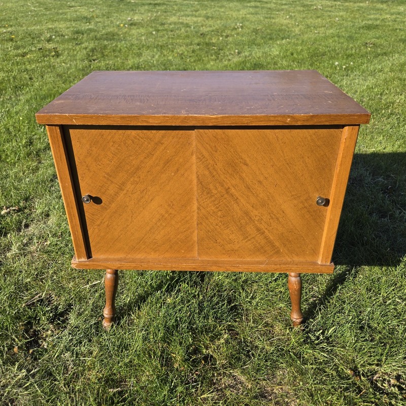 Vintage Vinyl Record Storage Cabinet Wood MCM LP Music Album Retro