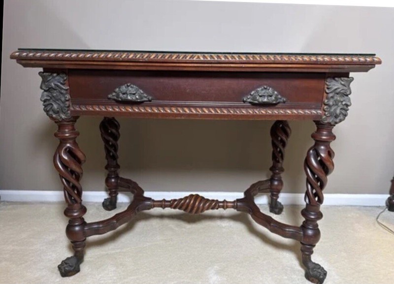 Antique Victorian Mahogany Library Table Desk – Merklen Brothers gallery