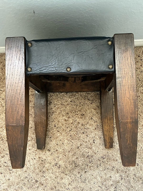 Early Primitive GUSTAV STICKLEY Era Mission Oak Arts & Crafts Foot Stool gallery