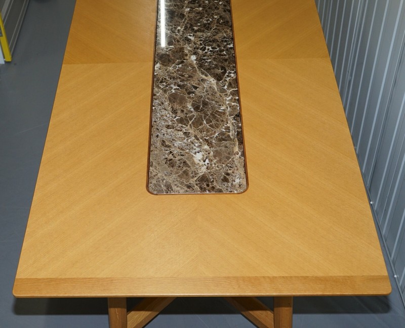RRP £14,500 DAVID LINLEY NEWLYN SYCAMORE WOOD & MARBLE HAYRAKE DINING TABLE gallery