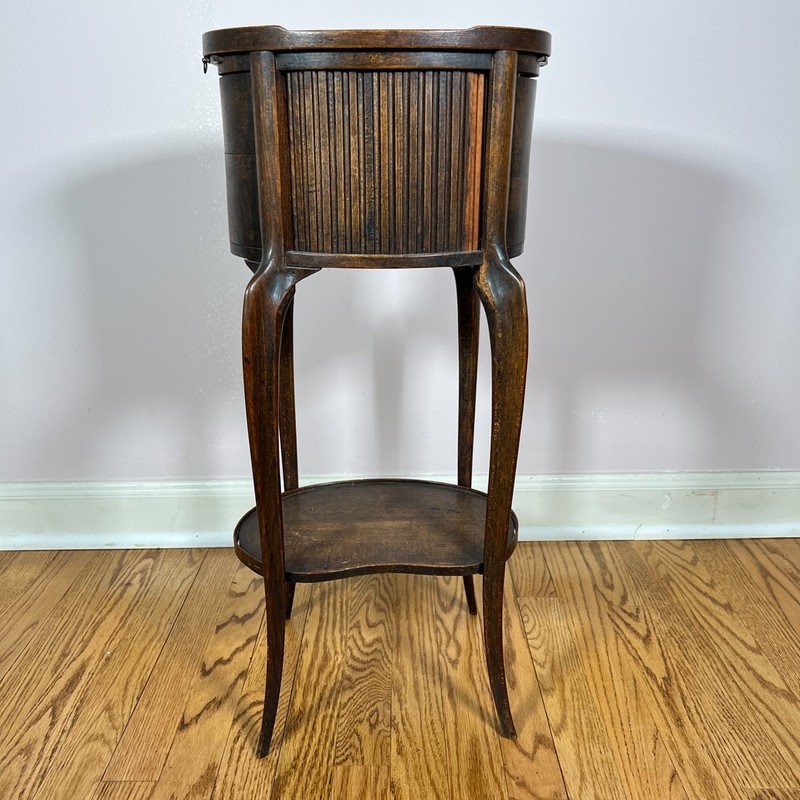 Antique French Side Table With Tambour Door gallery