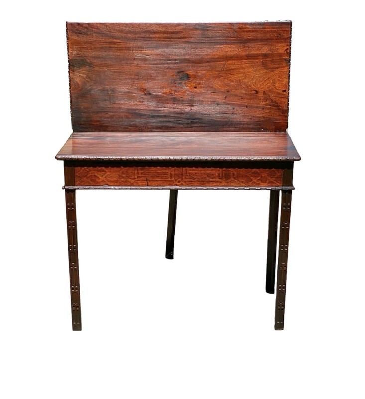 Antique Chippendale Mahogany Card Table with Foliate Carved Edge - Circa 1760 gallery