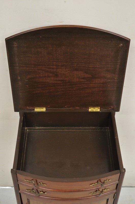 Antique Victorian Mahogany Lift Top Inlaid Nightstand Sewing Stand Side Table gallery