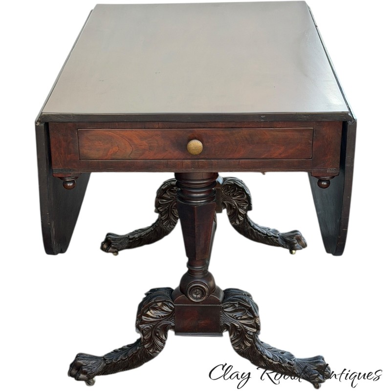 Antique Classical Paw ft empire breakfast dining table NY 1820 Mahogany Phyfe gallery