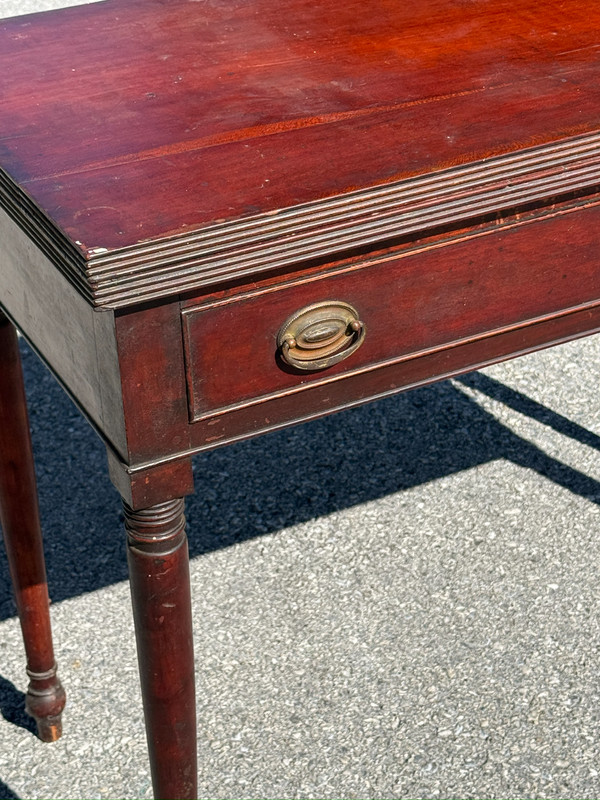 antique cherry sheraton console game card table 1 drawer 1820 old finish gallery