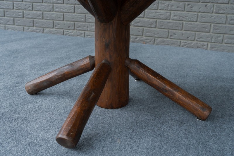 Vintage Adirondack Style Log Cabin Round Pine Coffee Table - 31”  gallery