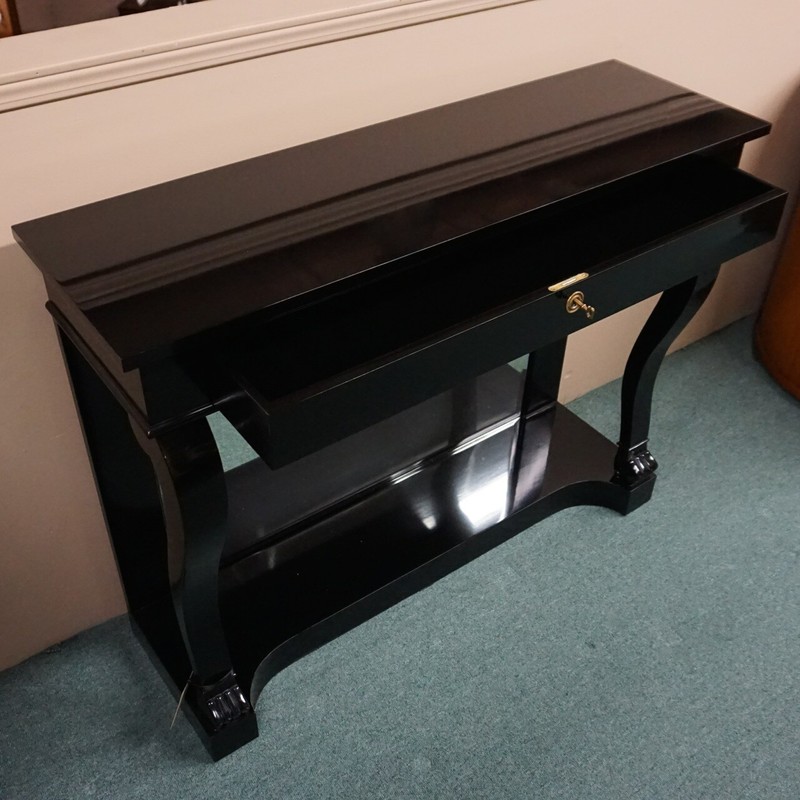 Empire style Mahogany wood Traditional Wall Console Black with Mirror back gallery