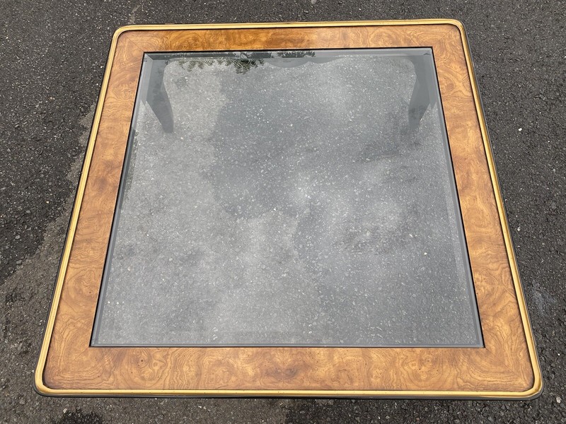 Drexel Heritage Et Cetera Glass Top Black Lacquered/Gold Coffee Table 36” X 36” gallery