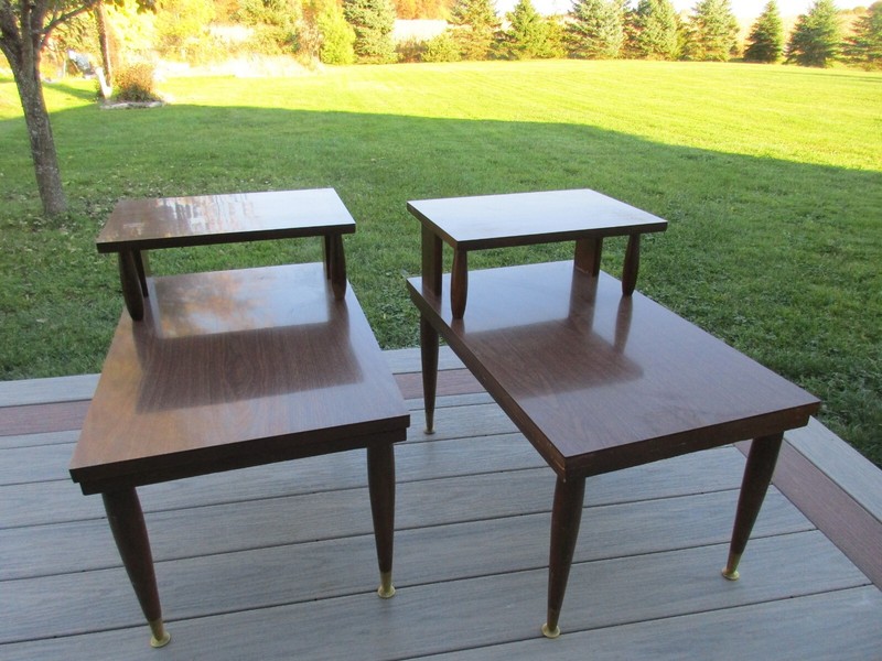 2 Mersman Mid Century Modern 2 Tier End Side Tables 1960’s Formica Tops