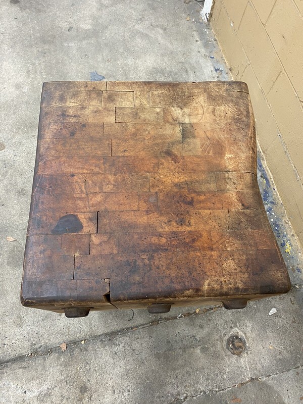 Vintage Bally Butcher Block Antique 1929 Table Original gallery