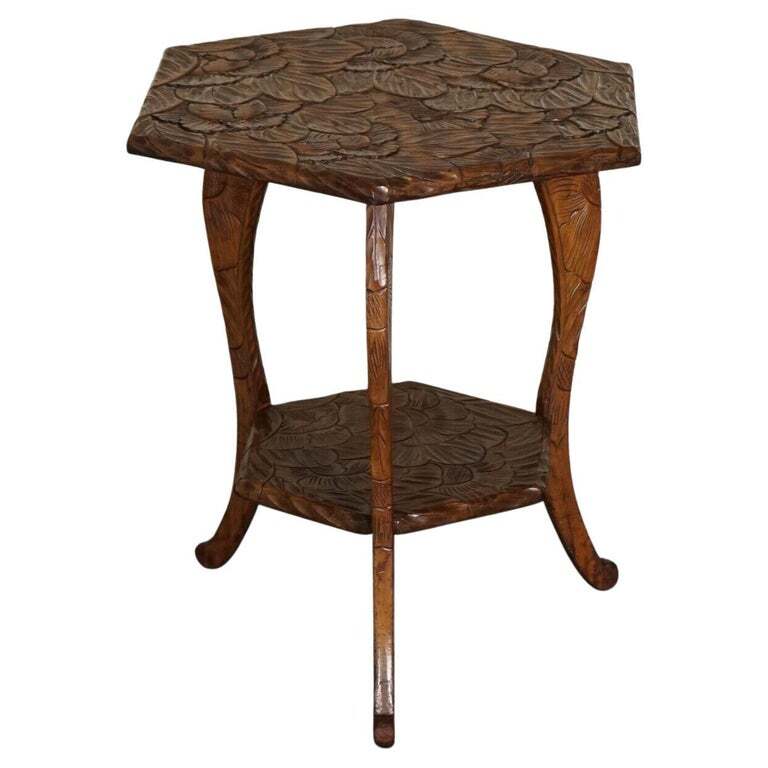 EARLY 19TH CENTURY LIBERTY’S LONDON HAND CARVED OCCASIONAL SIDE END LAMP TABLE