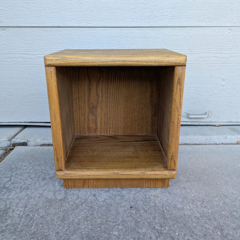 Vintage Rustic Country Oak Wood Table w Cubby/Curio Open Cube Box Shelf K53 gallery