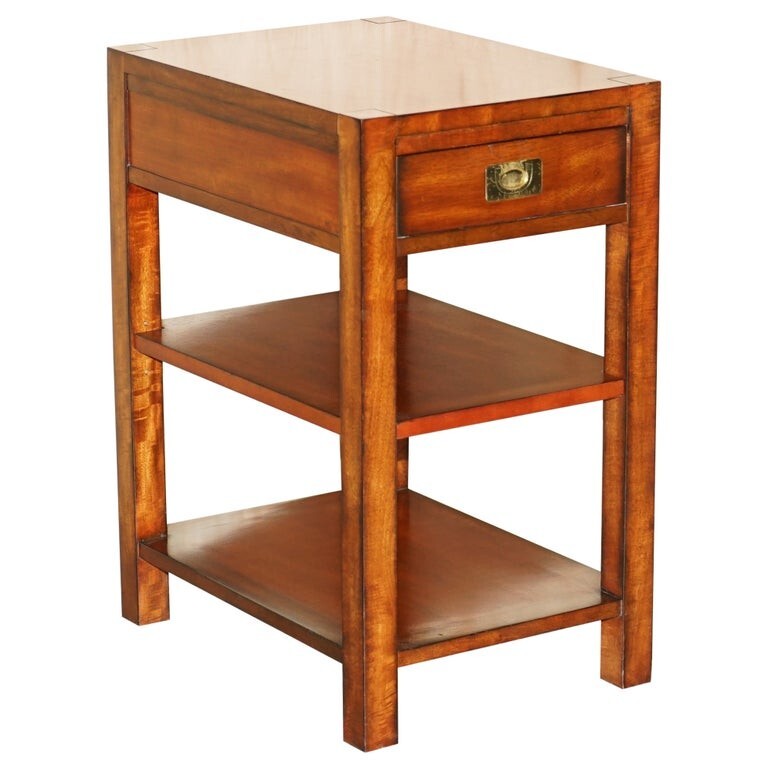 STUNNING ALL MILITARY CAMPAIGN SIDE TABLE WITH SINGLE DRAWER PART OF SUITE