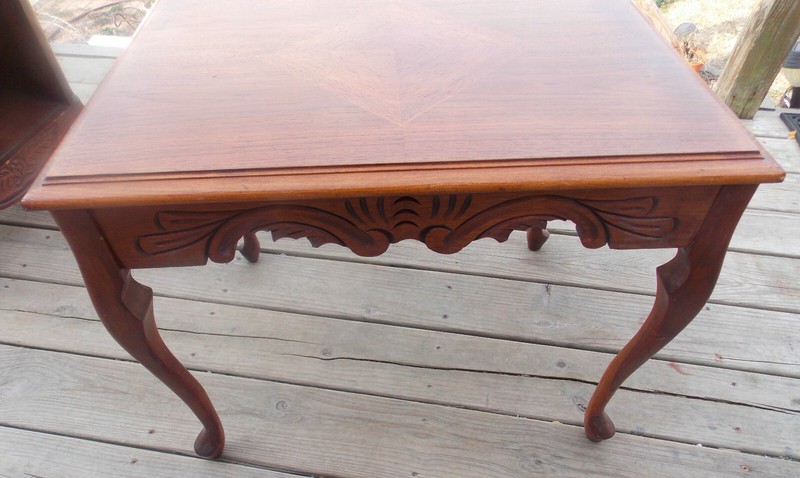 Carved Walnut Coffee Table with Glass Serving Tray (RP-CT-155) gallery
