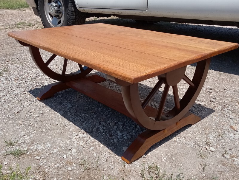 Mid Century Oak Wagon Wheel Coffee Table (CT310)