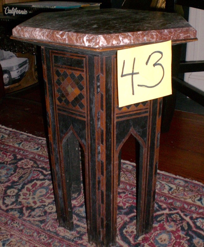 Plant Stand English End Table Enlaid Marble top (Cat# 43 2-34)
