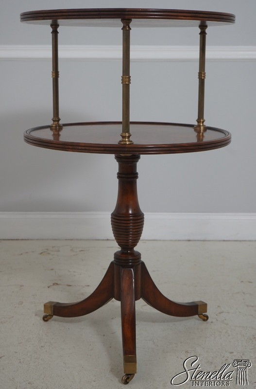 LF71375: THEODORE ALEXANDER Althorp Mahogany And Brass Two-Tier Dumbwaiter Table gallery