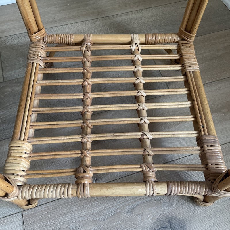 MCM Coastal Bamboo Woven Rattan w/Drawer+Bottom Shelf-Side Table Night Stand 25” gallery